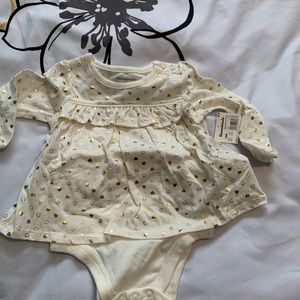 Body suit cream with gold hearts